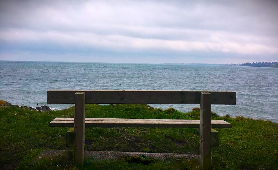 Memorial bench at Helen’s Bay, Northern Ireland - gift of life inspirational story.