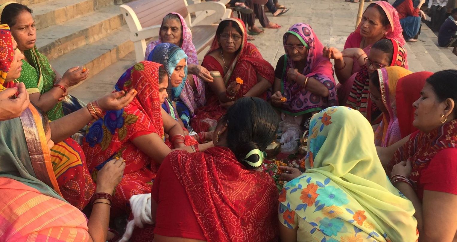 women gather in india