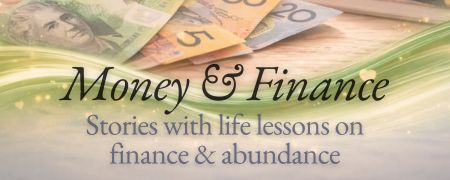 Banknotes and financial charts representing life lessons about money, finance and abundance.
