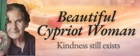 Elderly Cypriot woman showing kindness and generosity in her home and garden