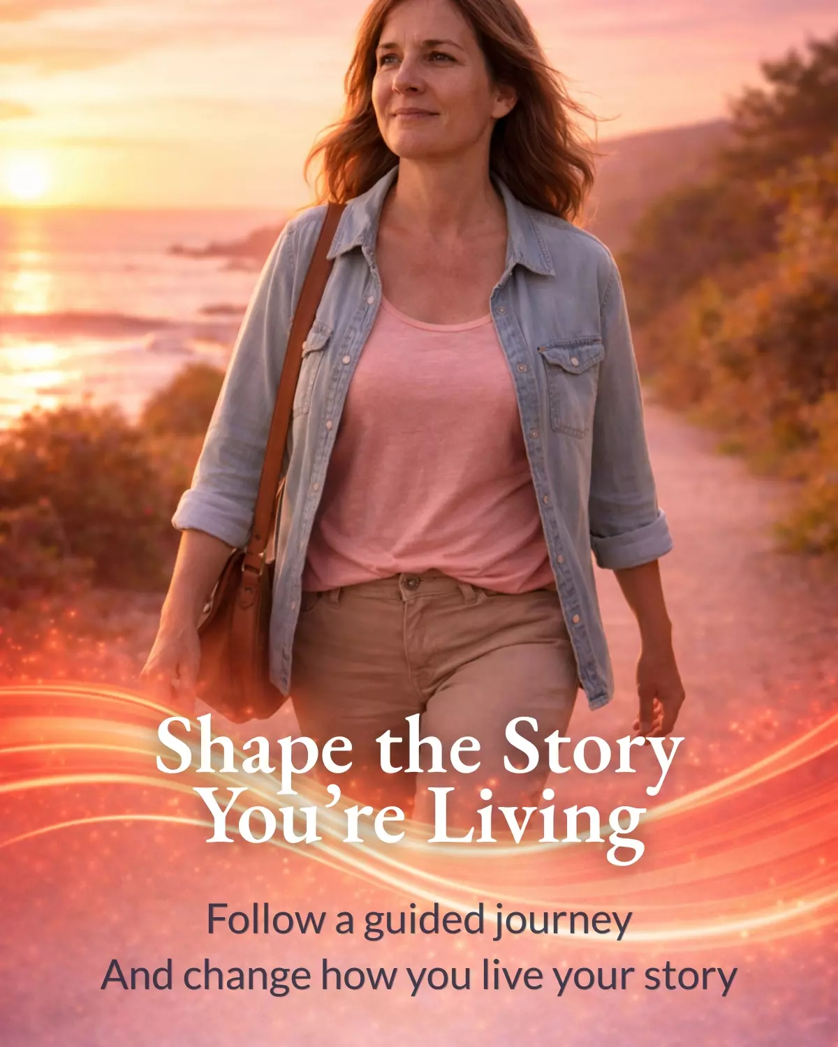 Person moving forward in life, representing guided story journeys and personal transformation