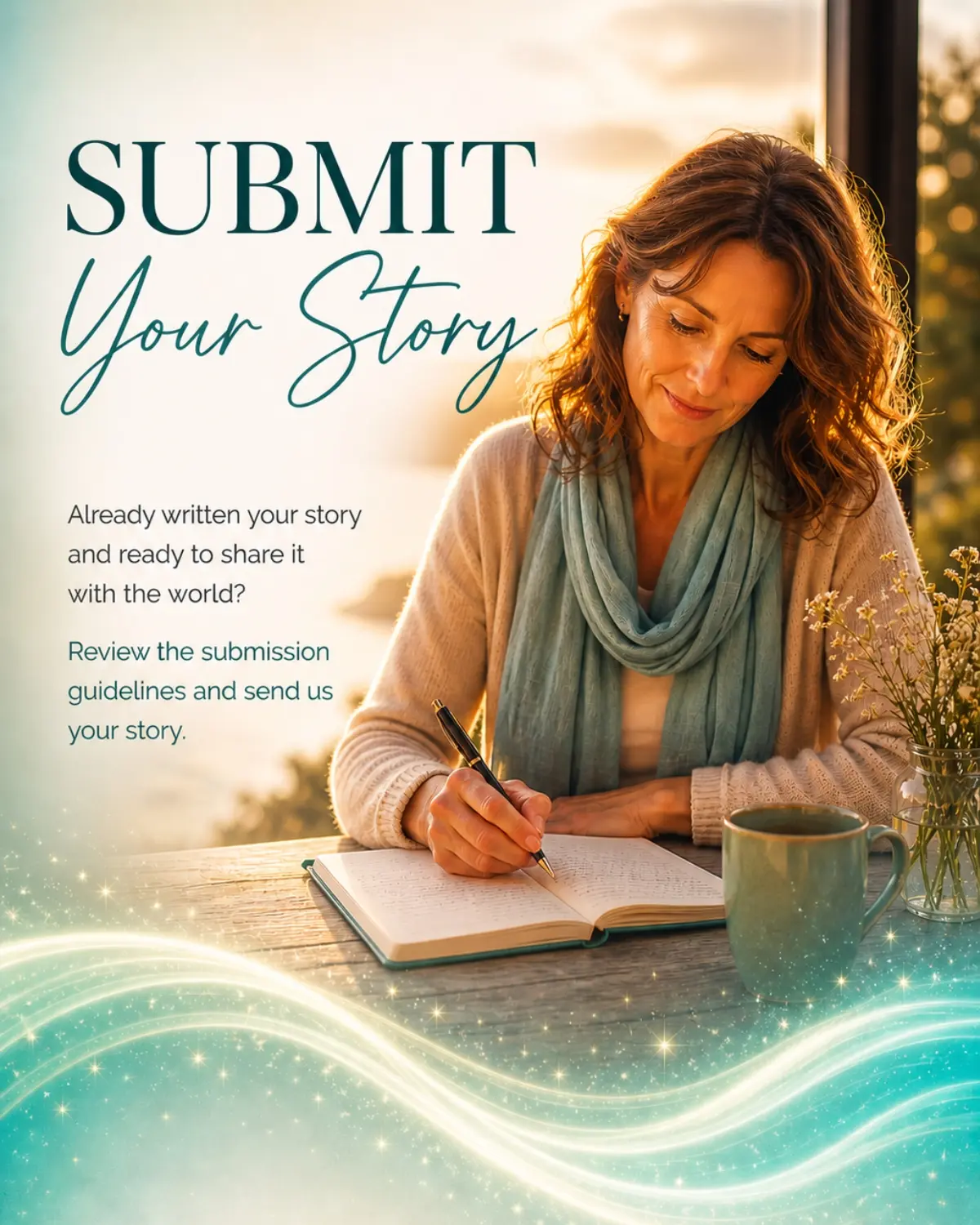 Picture of a lady sitting down submitting her story to Daily Inspired Life